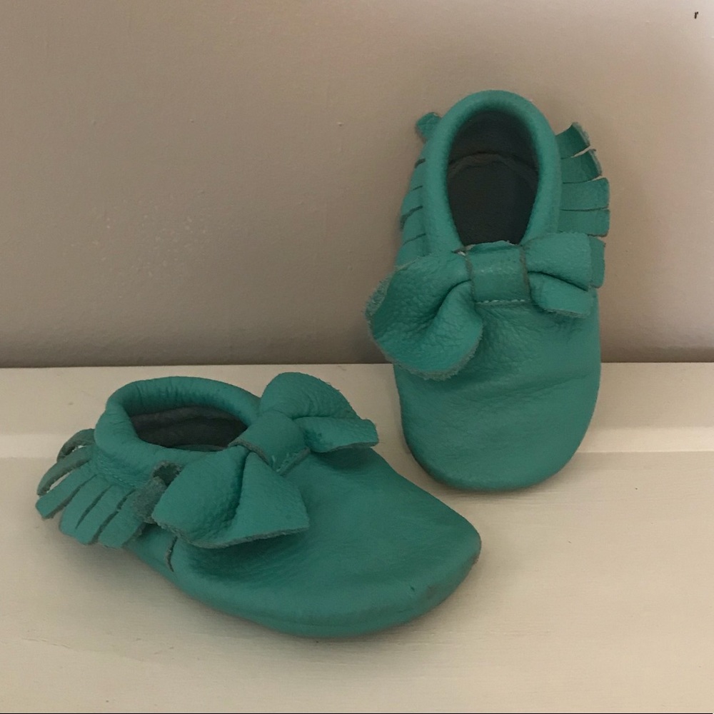 Soft leather moccasins, infant/toddler girl size 5